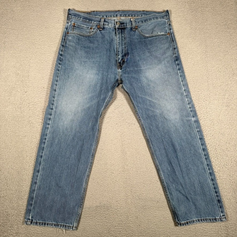 Levis Jeans Mens 38x27 Blue 505 Straight Fit Denim Casual Logo Preppy 5 Pocket